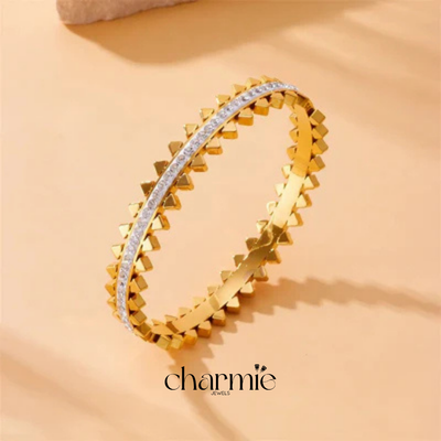 18k Gold Plated Stainless Steel Bangle Bracelet